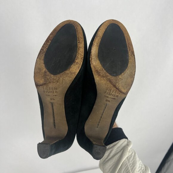 EILEEN FISHER - Suede Block Heel black Pump - Picture 11 of 14